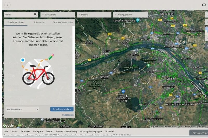 Man sieht, wie eine Strecke am PC in Garmin Connect erstellt wird.